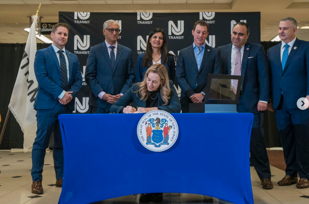 Mikie Sherrill with NJ TRANSIT officials.