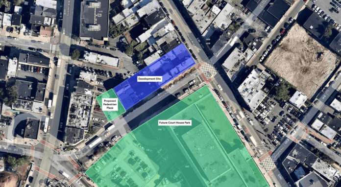 Aerial view of the development site.