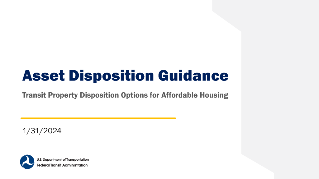 Presentation title slide: Asset Disposition Guidance