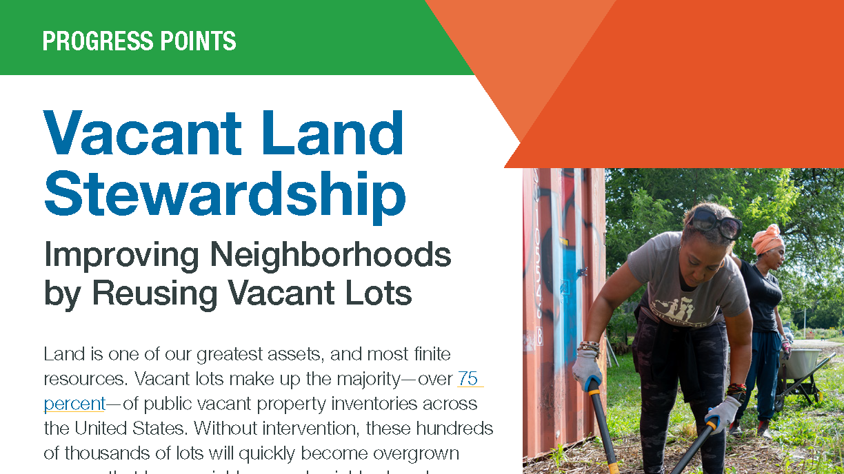 Cover of Progress Points: Vacant Land Stewardship