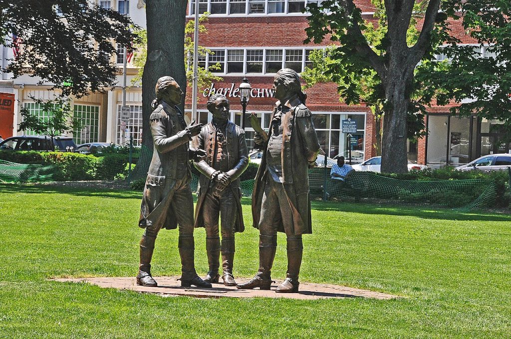 Statues in Morristown Green. 