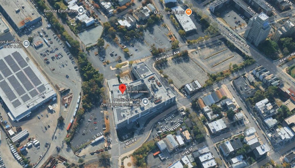 Parking lots surrounding the Hudson County Plaza Office Complex 