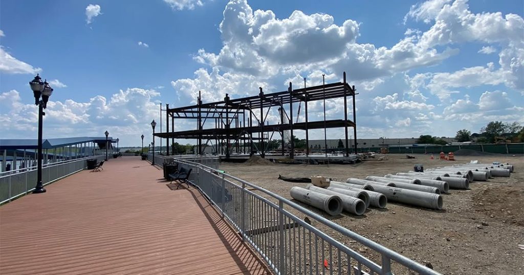 Steel framing for Carteret’s new four-story Multimodal Ferry Terminal.