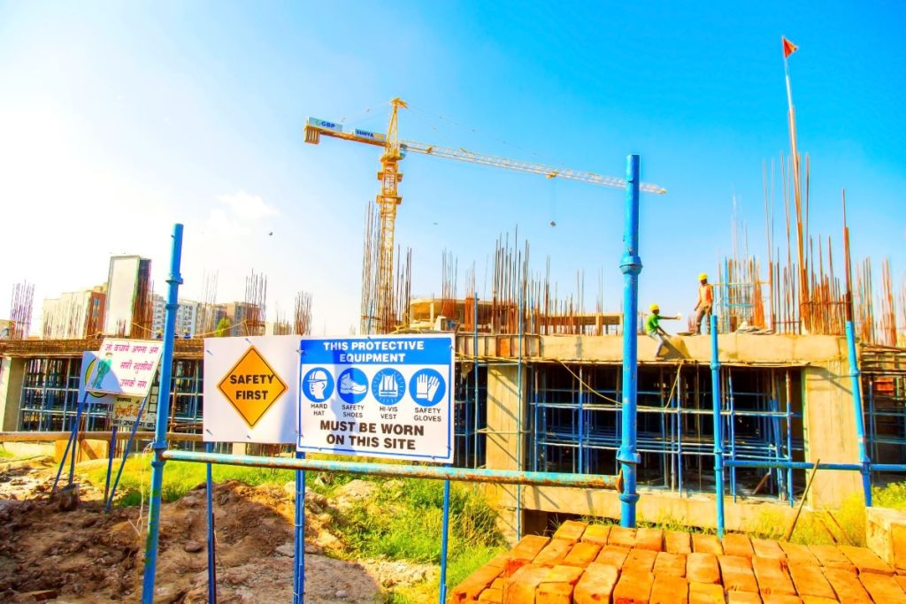Construction site in Delhi, India.