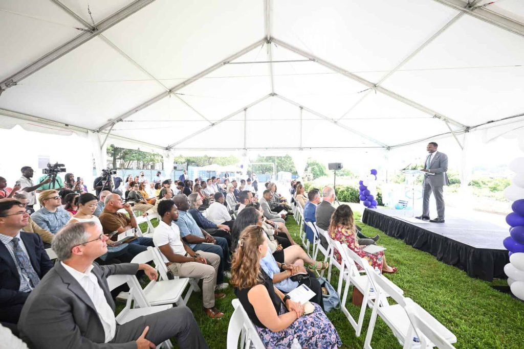 Atlanta Mayor Andre Dickens speaking about the Overlook at Garson project during the groundbreaking.