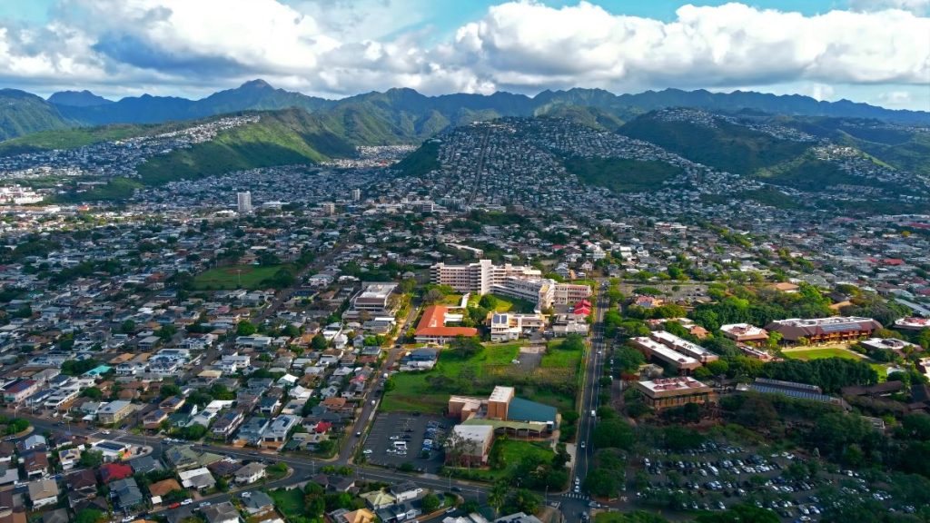 Residential neighborhood in Honolulu, Hawaii.