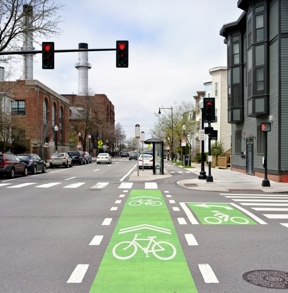 Complete street with bike lanes