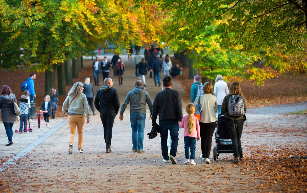 People walking in a park
