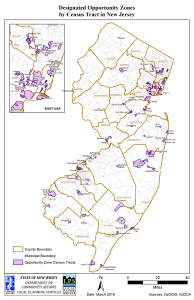Designated New Jersey Opportunity Zones by Census Tract. Source NJ Department of Community Affairs.
