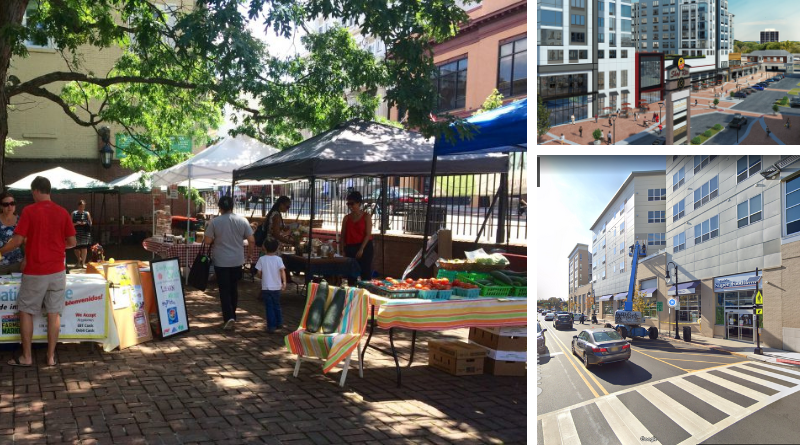 New Brunswick Weekly Farmers Market (left); The Crossings at Brick Church Station in East Orange (top-right); Super Foodtown in Bloomfield (bottom-right)