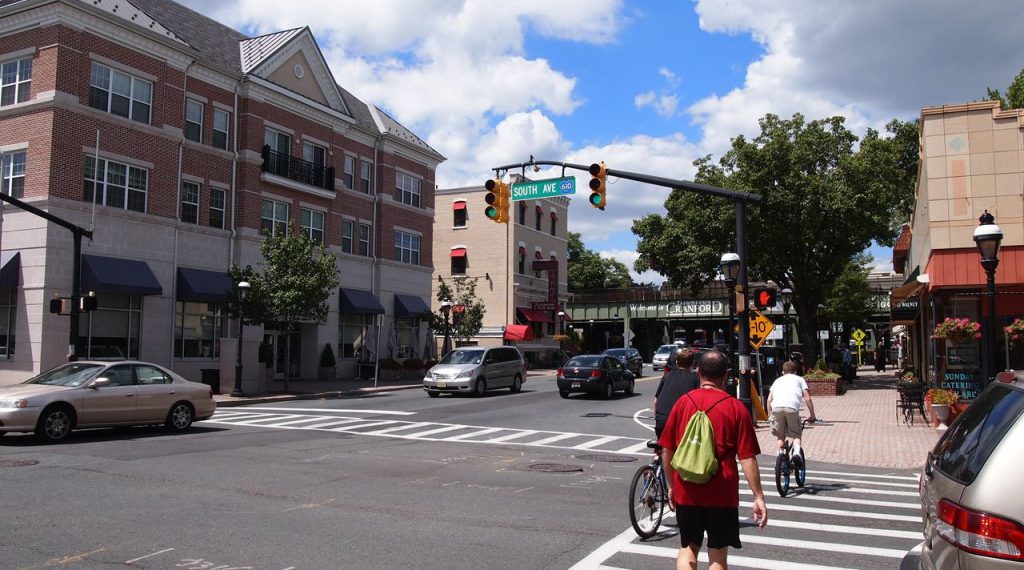 Cranford Crossing street photo with pedestrians