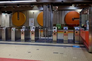 Villa Maria station turnstiles Nov 26 2022