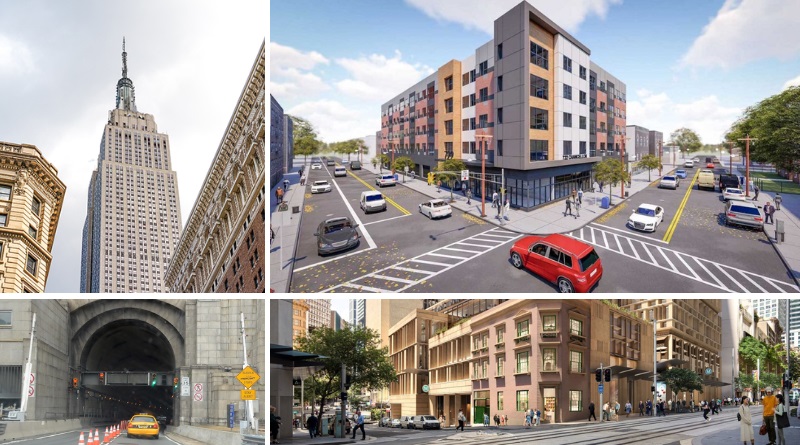 Playground Cities (top-left); Affordable housing in Irvington (top-right); Congestion Pricing (bottom-left); Sydney’s new Hunter Street Station (bottom-right)